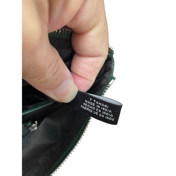 Tahari Womans Green Pebbled Leather Tote HandBag Silver Charm SKU 9355 - Picture 13 of 16